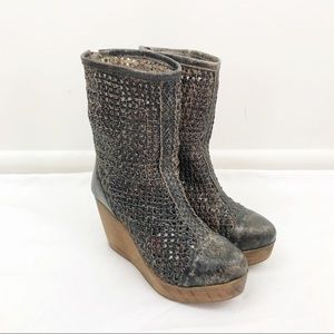 Bed Stu • Cobbler Series Woven Leather Wedge Boots